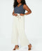 MONTEAU Womens Ivory Belted Sleeveless V Neck Wide Leg Jumpsuit Plus Size: 2X