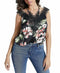 Guess Womens Izabella Lace-Trim Polyester Cold Shoulder Tank Top Shirt Medium