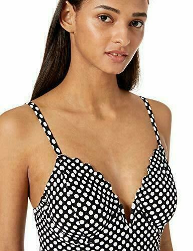 Jessica Simpson Scalloped Edge V Wire One Piece Size Medium Black MSRP $98