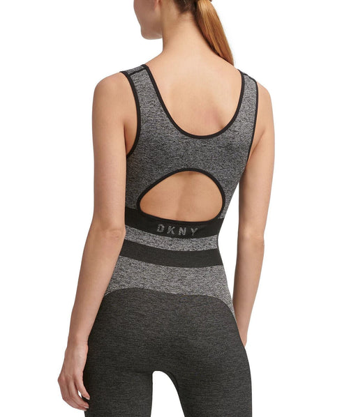 DKNY Sport Cutout-Back Seamless Jumpsuit Gray Womens Medium