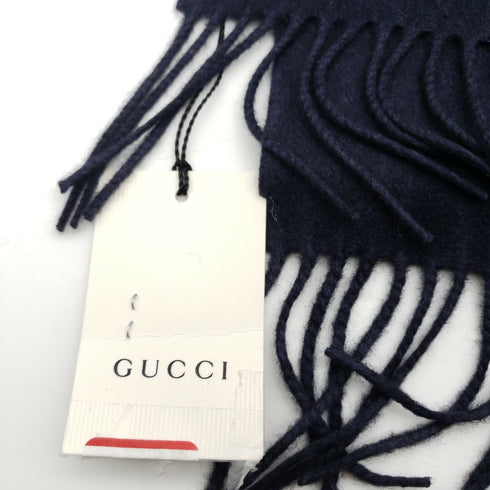 Gucci Scarf Navy Blue Red Sequin Loved Silk Cashmere Blend Fringe - New