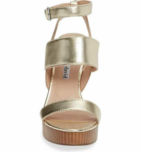 Charles David Turk 2 Platform Wedge Sandal Metallic Size 9.5 Msrp $219
