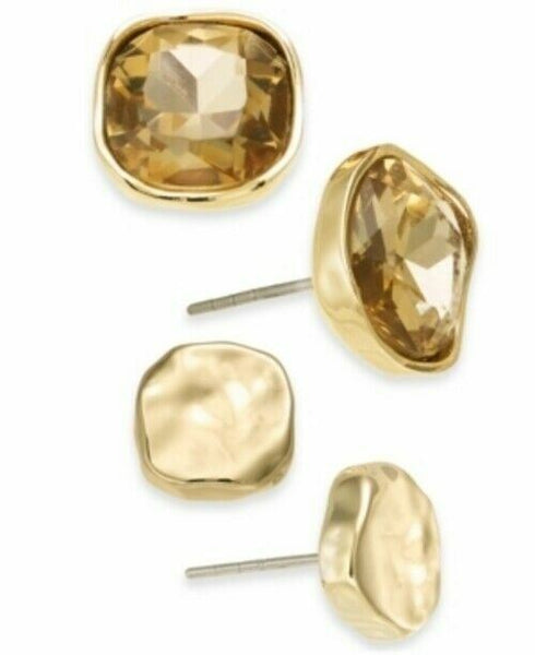 Style & Co Gold Tone Hammered Stud Earrings