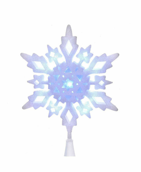Kurt Adler 10-inch Cool White LED Glitter Snowflake Treetop New