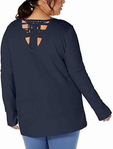 Ideology Plus Size Crochet-Back Top Blue 3X