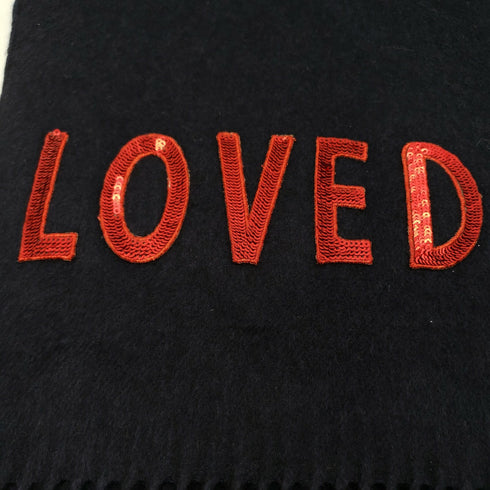 Gucci Scarf Navy Blue Red Sequin Loved Silk Cashmere Blend Fringe - New