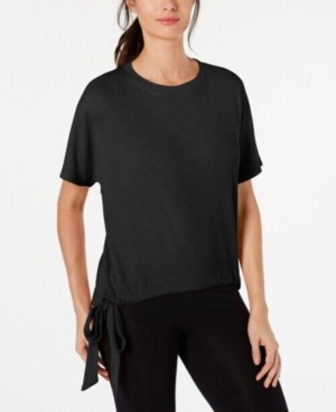 Ideology Womens Tie Hem Top Deep Black Size Medium