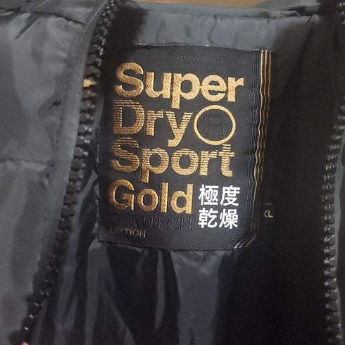 Superdry Mens Gold Puffer Coat Black Size XL