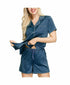 Ink+Ivy Women's Short Sleeve Notch Collar Pajama Top and Short Set Navy XL