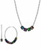 Steve Madden DIY Lettering Beads Hoop Earrings & Necklace Set Silver Black