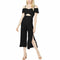 Guess Womens Jalen Black Off-The-Shoulder Smocked Cropped Jumpsuit Size 0
