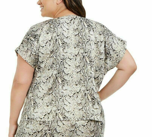INC International Concepts INC Matte Satin Pajama Top 100069680 XL Snake Skin