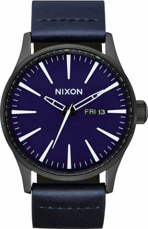 Nixon Sentry Leather All Black/Dark Blue A105-2668