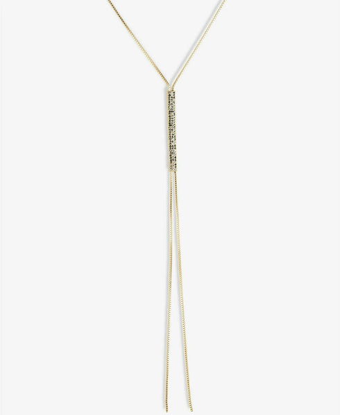Lucky Brand Gold-Tone Pavé Bar Long Lariat Necklace, 25" + 2" extender