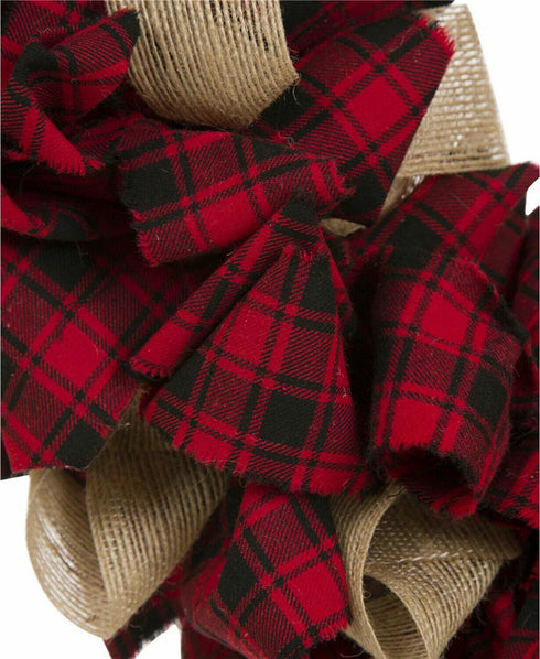Glitzhome 18.9"D Plaid Fabric Wreath New