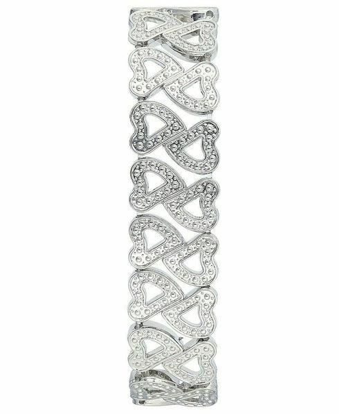 Charter Club Women's Crystal Heart Link Bracelet Watch 33mm, Silver