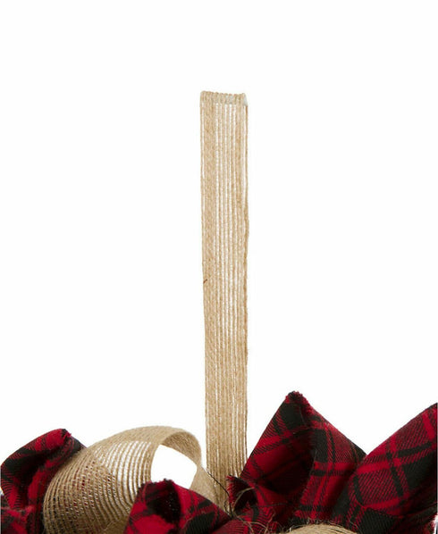 Glitzhome 18.9"D Plaid Fabric Wreath New