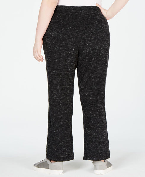 Ideology Womens Plus Size Space-dyed Wide-leg Pants Deep Black 3X