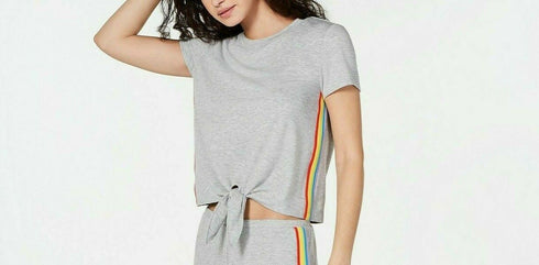 INC International Concepts INC Super Soft Rainbow Tie-Front Pajama Top Size M