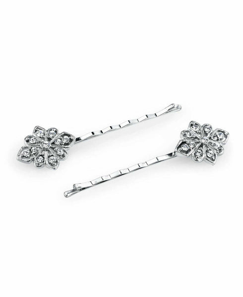 1928 Silver-Tone Crystal Bobby Pin Set