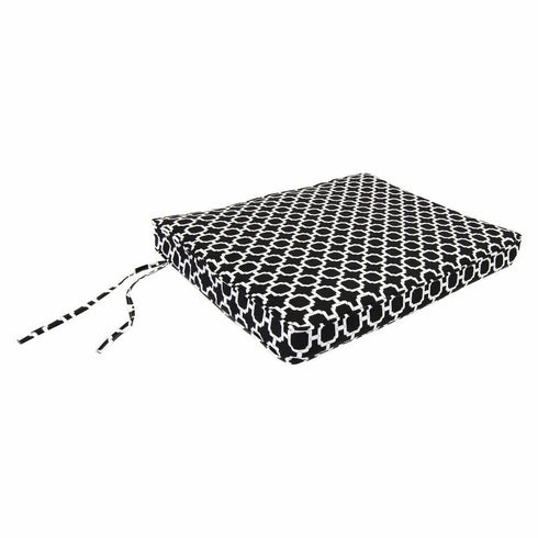 Outdoor Seat Cushion - Black/White Geometric 21.5"x18.5" Set of 2