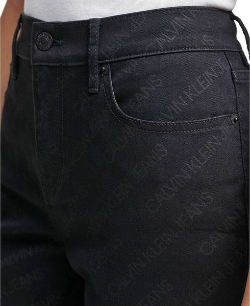 Calvin Klein Jeans Womens Mid Rise Logo Pant, Black SIze 28