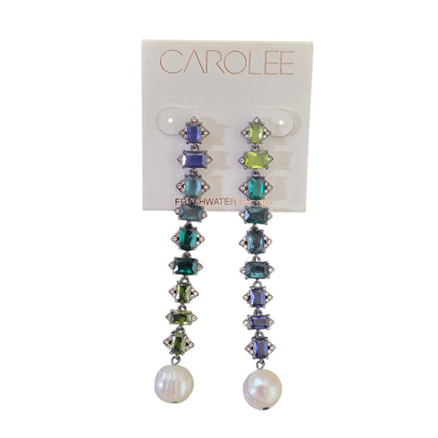 Carolee Crystal & Freshwater Pearl (12mm) Linear Drop Earrings
