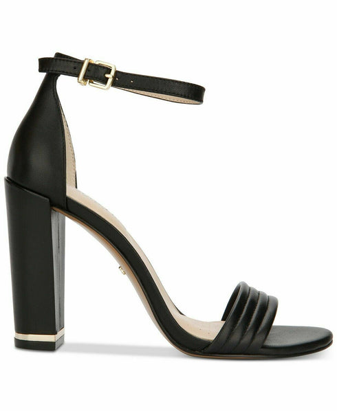 Kenneth Cole New York Women's Milena Ankle Strap Sandal Heel In Leather Black