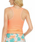 Jenni Intimates Women's Size XS Neon Coral Ribbed Lace Trim Tank
