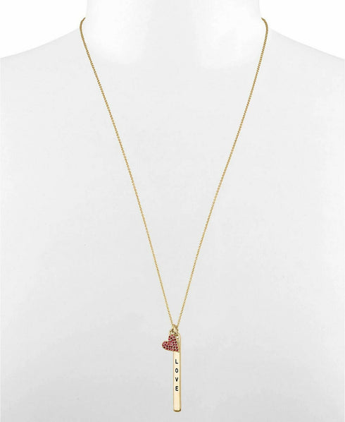 RACHEL Rachel Roy Gold-Tone Stone Heart & Love ID Pendant Necklace, 24" + 2"