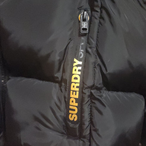 Superdry Mens Gold Puffer Coat Black Size XL