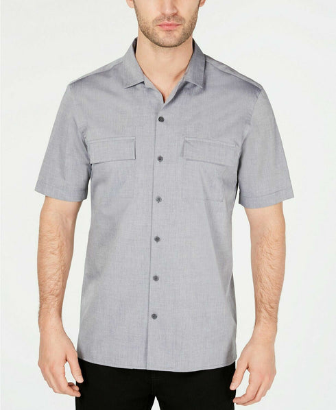 Alfani Men's Camp Collar Shirt Grey Size Small