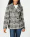 Maralyn & Me Women Black Multi Plaid Double Breasted Jacket Pea Coat Size Small