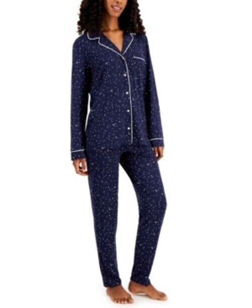 Alfani Womens Ultra-Soft Printed Pajama Set Blue Night Sky Size XS