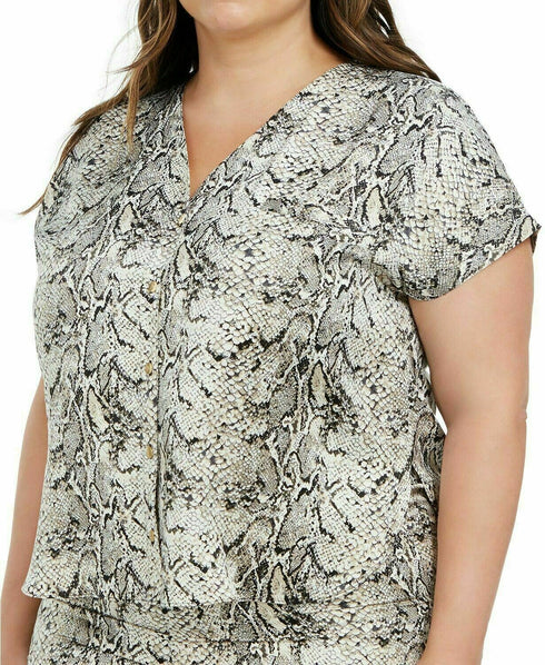 INC International Concepts INC Matte Satin Pajama Top 100069680 XL Snake Skin