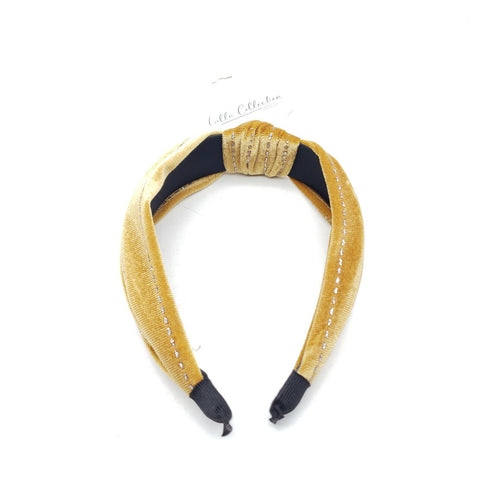 Lulla Collection Bindya Yellow Velvet knotted Headband