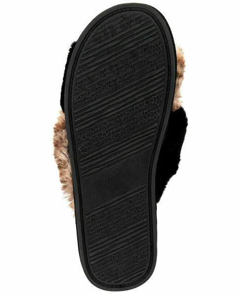 Women's  INC International Concepts Faux-Fur Cross-band Slippers Size XL