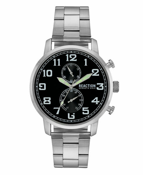 Kenneth Cole Reaction Men's Silver-Tone Metal Bracelet Watch, 46mm
