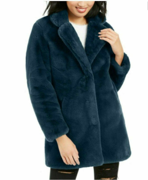 Apparis Eloise Faux-Fur Coat Navy Size Large