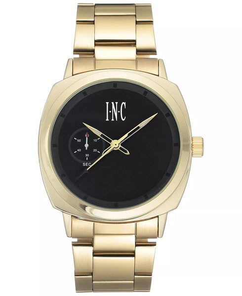 I.N.C. Men's Black & Gold Tone Clean Cushion Link Bracelet 44mm Wristwatch