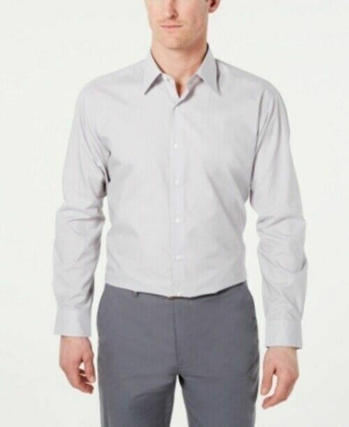 Club Room Men's Classic/Regular-Fit Solid Dress Shirt Size 18 34/35 Light Grey
