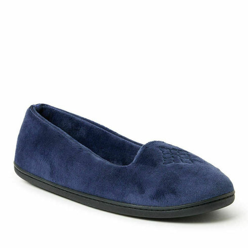 Women's Dearfoam Peacoat Microfiber Velour Navy Loafer Slipper Size XL 11-12