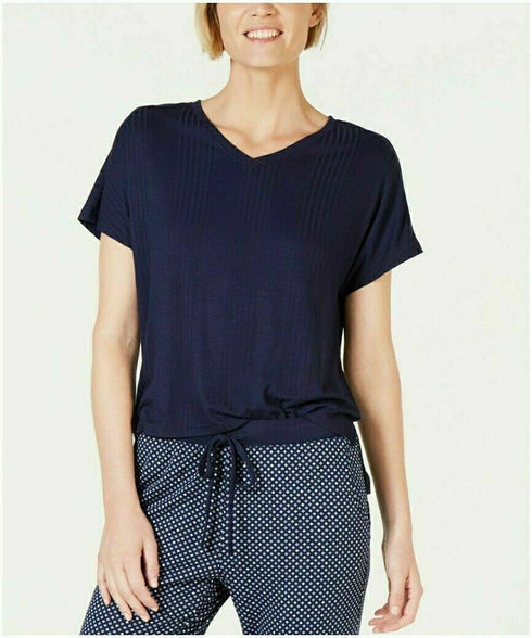 Alfani Super Soft Ribbed Pajama Top Size Small Dark Blue