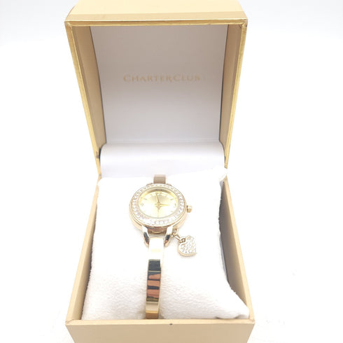 CHARTER CLUB Women's Heart Charm Bangle Bracelet Watch 26mm