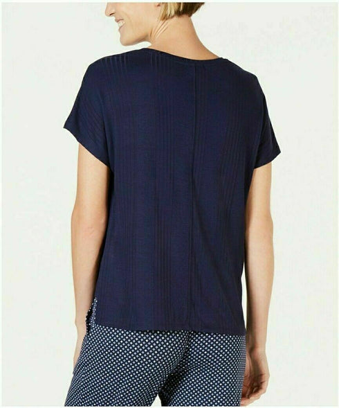 Alfani Super Soft Ribbed Pajama Top Size Small Dark Blue