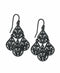 2028 Pear Shaped Filigree Drop Earrings Black
