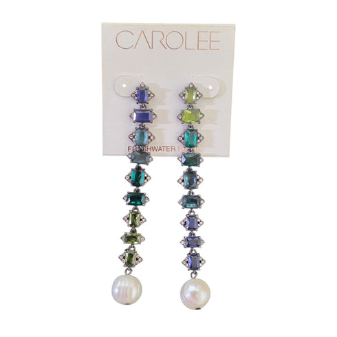 Carolee Crystal & Freshwater Pearl (12mm) Linear Drop Earrings