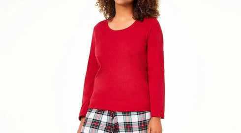 Family Pajamas Women’s Knit Mix It Pajamas Top Red Size 2XL