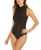 INC Women's Shadow Stripe Thong Bodysuit Black- S