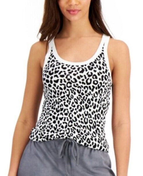 Jenni Intimates Leopard Ribbed Sleeveless Women's Pajama Tank Top Size Small